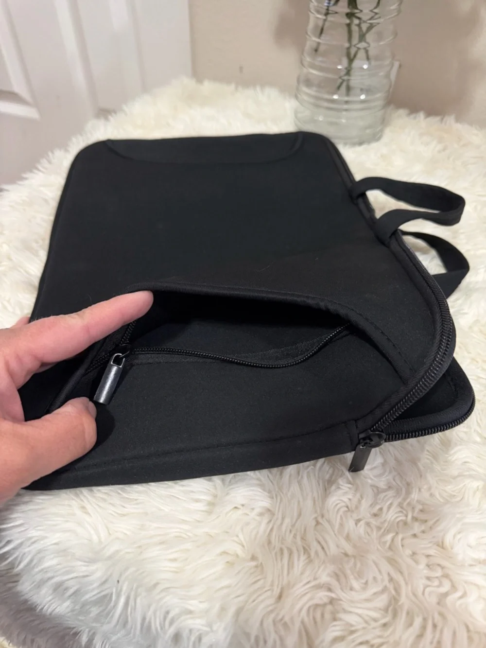 Black Neoprene Laptop Sleeve with Carry Handle